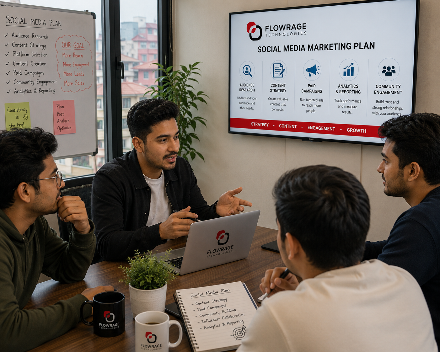 Team collaboration on social media strategy